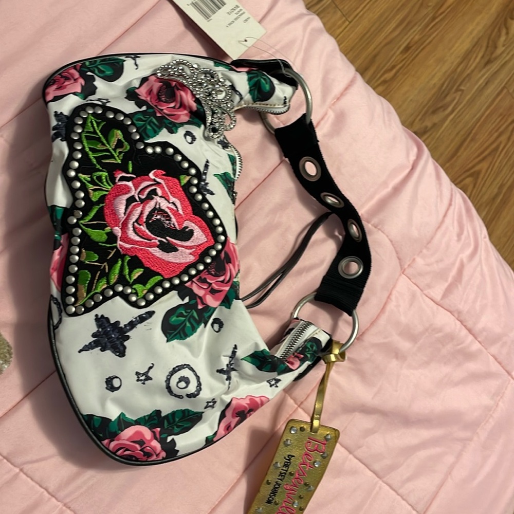 Betsey Johnson shoulder rose bag, never used, with tags